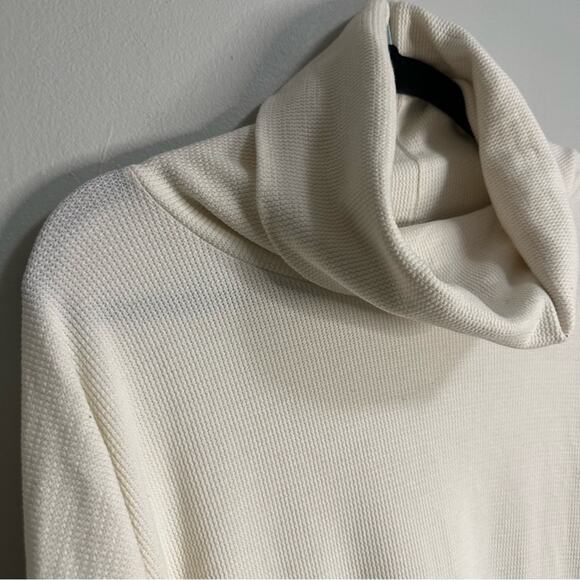 Lulus Waffle Knit Cowl Neck Long Sleeve Mini Short Dress Cream Womens Large - Picture 3 of 8